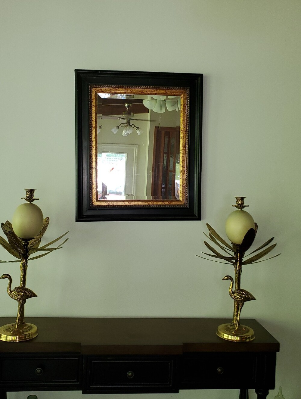 Vintage Faux Ostrich Egg Candle Sticks, Pair
